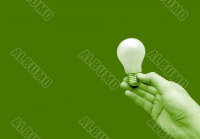 Background with lit lightbulb