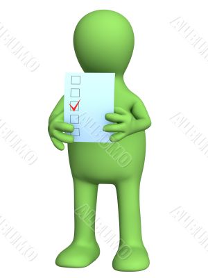 The 3d stylized person voting at elections