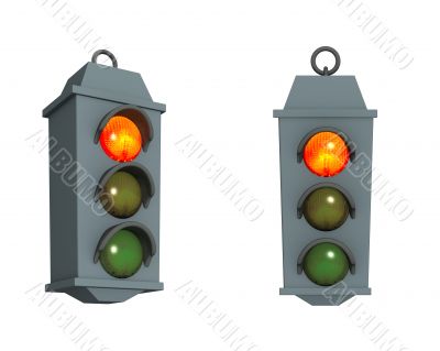 Traffic light with a burning red signal