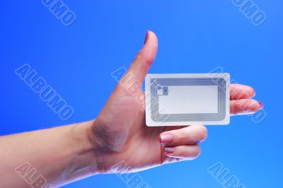 hand with EPC RFID tag