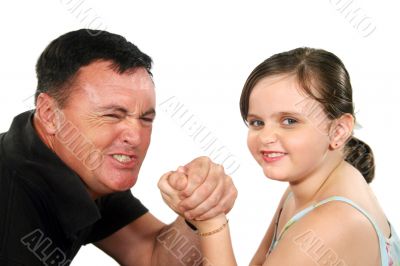 Father And Daughter Arm Wrestle 1