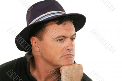 Man In Hat Thinking