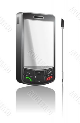 Vector realistic illustration of a black PDA