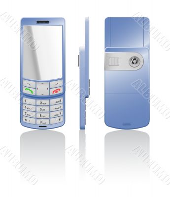Vector illustration of a blue cellphone-slider