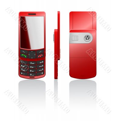 Vector photorealistic red cellphone