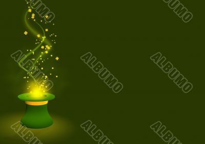 Background gold leaves taking off from a hat