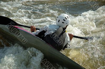 Kayaker in action