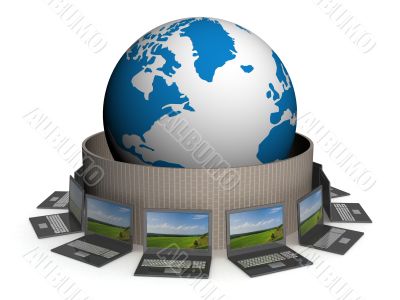 Protected global network the Internet. 3D image.