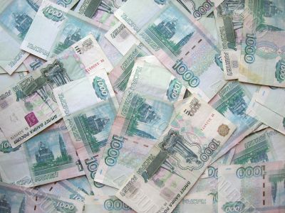The background - is a lot of banknotes of Russia