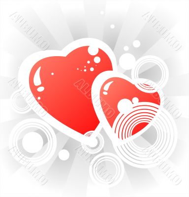 hearts on a striped background
