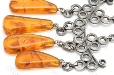 beads with amber close up