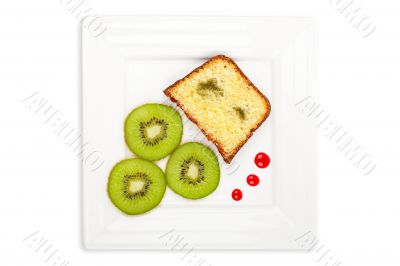 Slice of cake with kiwi