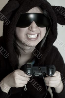 woman playing computer game