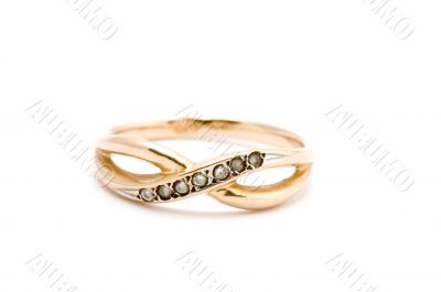 Golden ring on white background