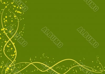 Background with yellow lines and leaves clovers