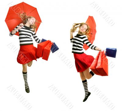 teenager girl flying