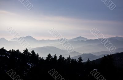 Picture of the mountains covered by mist