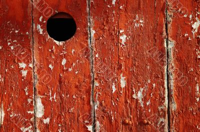 Red door peep hole