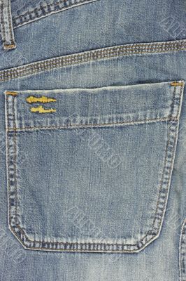 Blue jeans back pocket