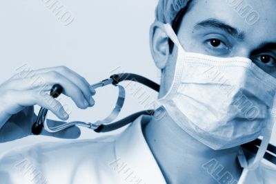 Portrait of a young doctor with stethoscope. Portrait of a young doctor with stethoscope.