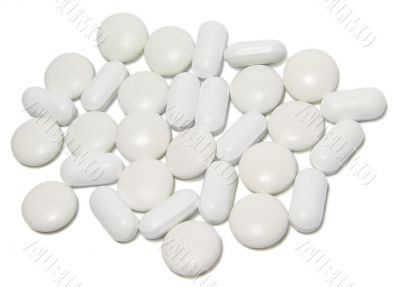 Mix of tablets on white background