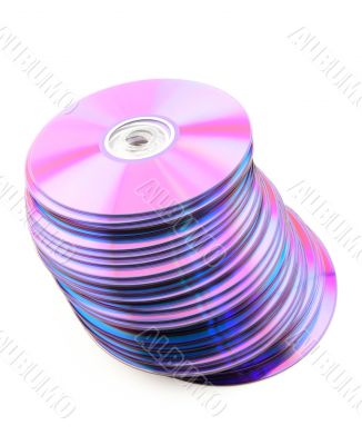 Falling heap of purple CDs