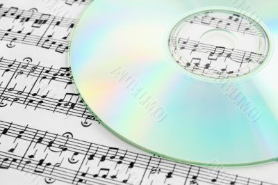 Audio CD and music notes