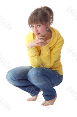 nice girl sit on the floor