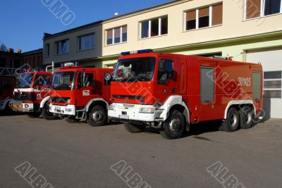 Fire trucks at station