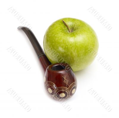 Long ornamented north-caucasian pipe with apples