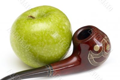 Long ornamented north-caucasian pipe with apples
