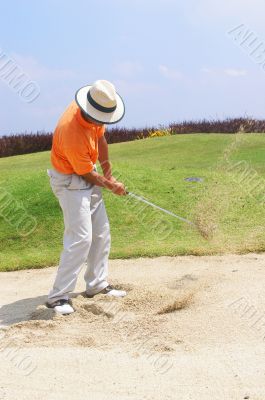 Tourist in sand trap