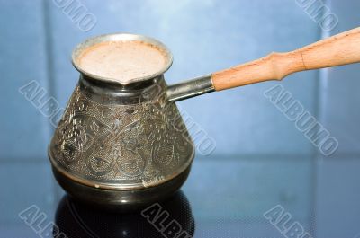 Turkish coffee pot with coffee