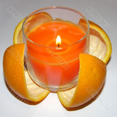 aromatic candle and orange skin