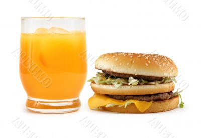 hamburger and orange juice