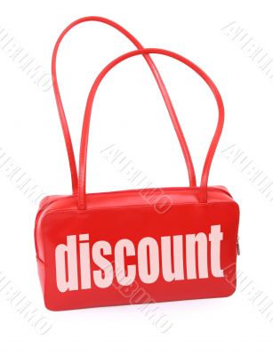 handbag with discount sign
