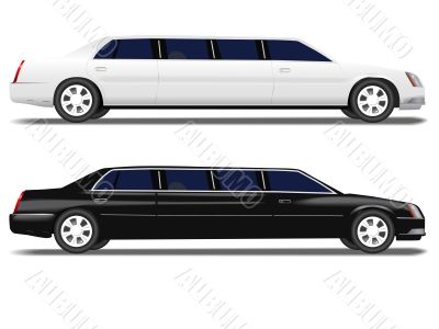 Black Limo and White Limousine
