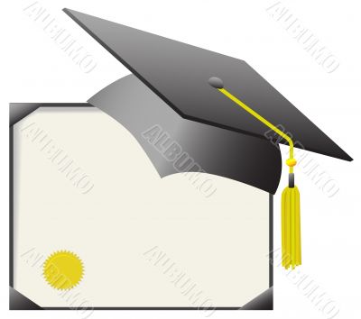 Mortarboard Graduation Cap &amp; Diploma Certificate