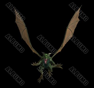 evil green flying dragon