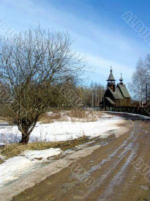 Spring. Way to a temple