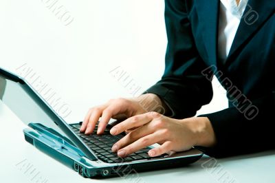 Working on the laptop