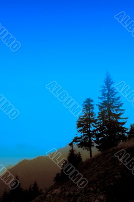 Green hill with blue sky