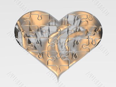 Transparent heart on white background