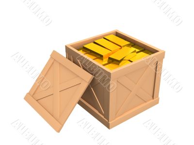 The open parcel, filled with gold ingots