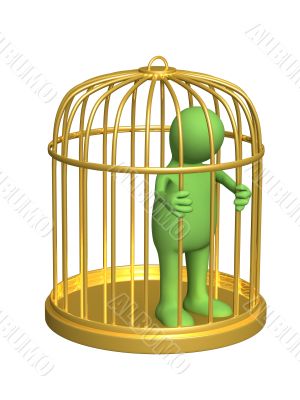 The 3d person - puppet, worth in a gold cage