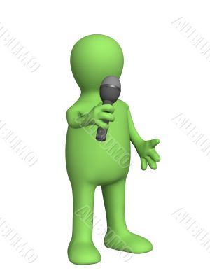 The 3d person - puppet, singing with a microphone