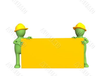 Two 3d builders - puppets, the holding empty form