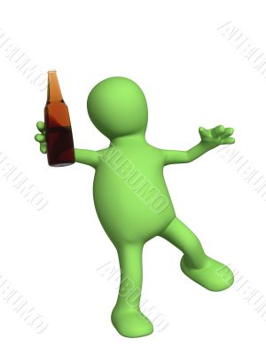 Drunk 3d doll - puppet with a bottle