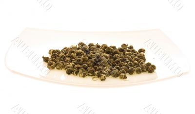 dish with green tea