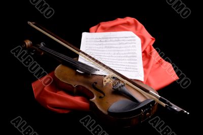 violin on scarlet silk